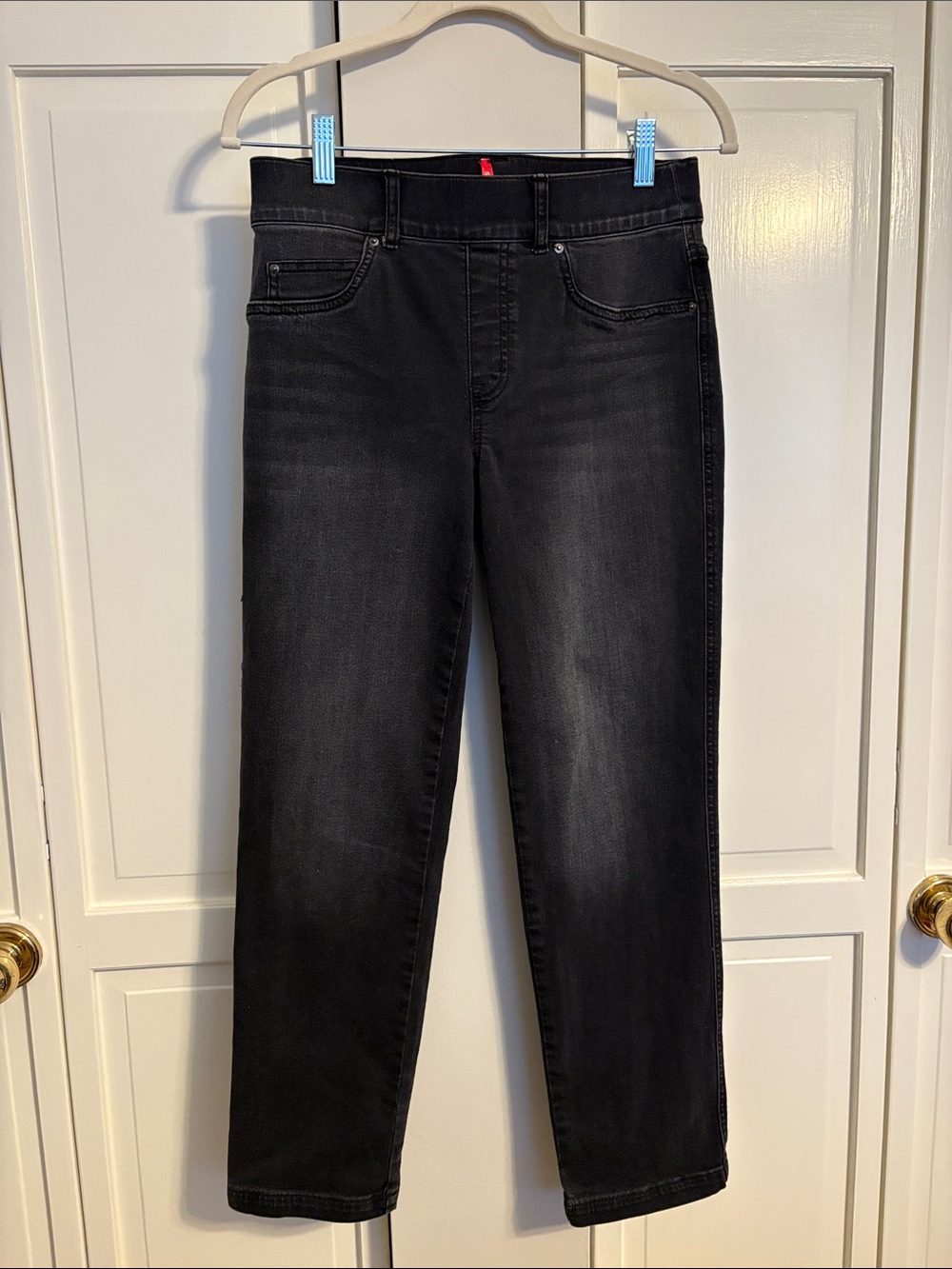 Spanx Women Black Stretch Jeans Straight Fit - Small